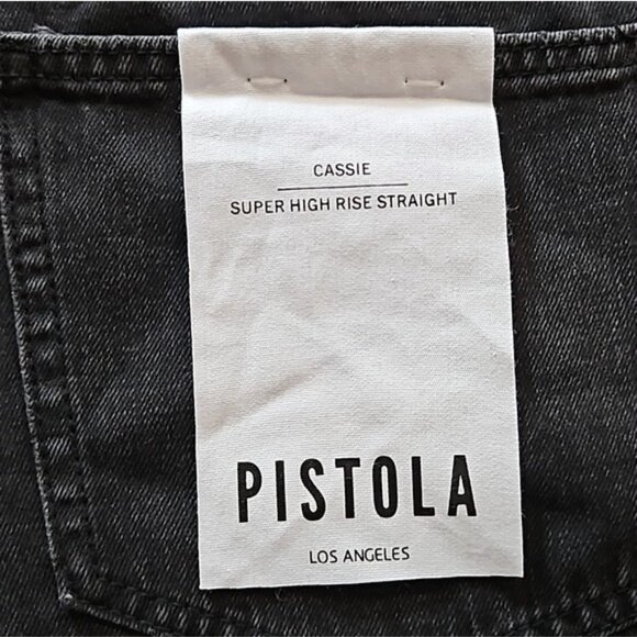 Pistola Super High Rise Straight Cassie Jean Size 32 New Faded Black Distressed - Picture 7 of 12